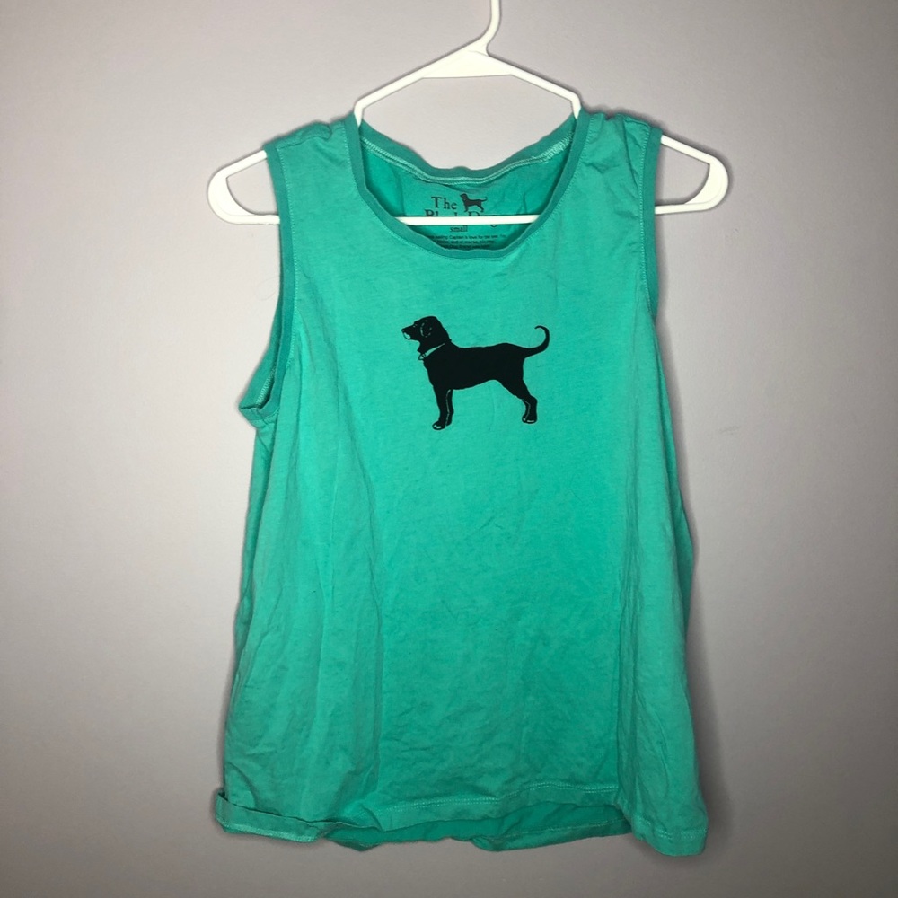 Teal Black Dog tank top size small